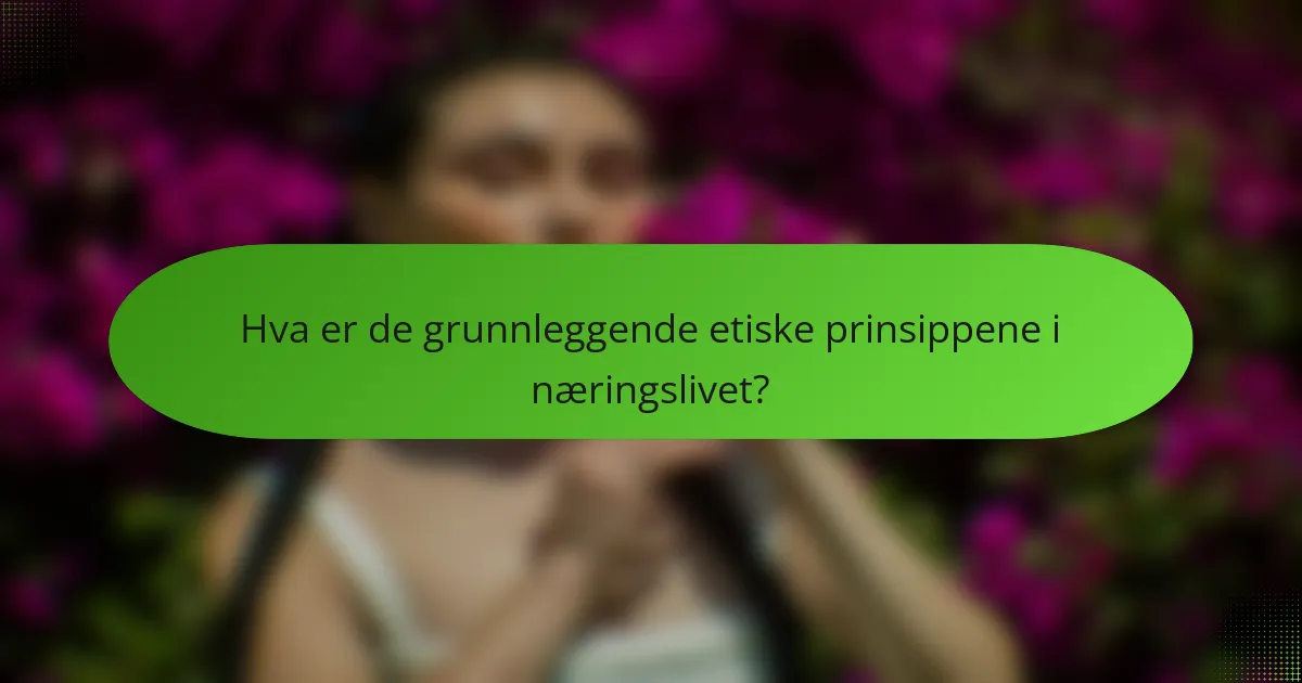Hva er de grunnleggende etiske prinsippene i næringslivet?