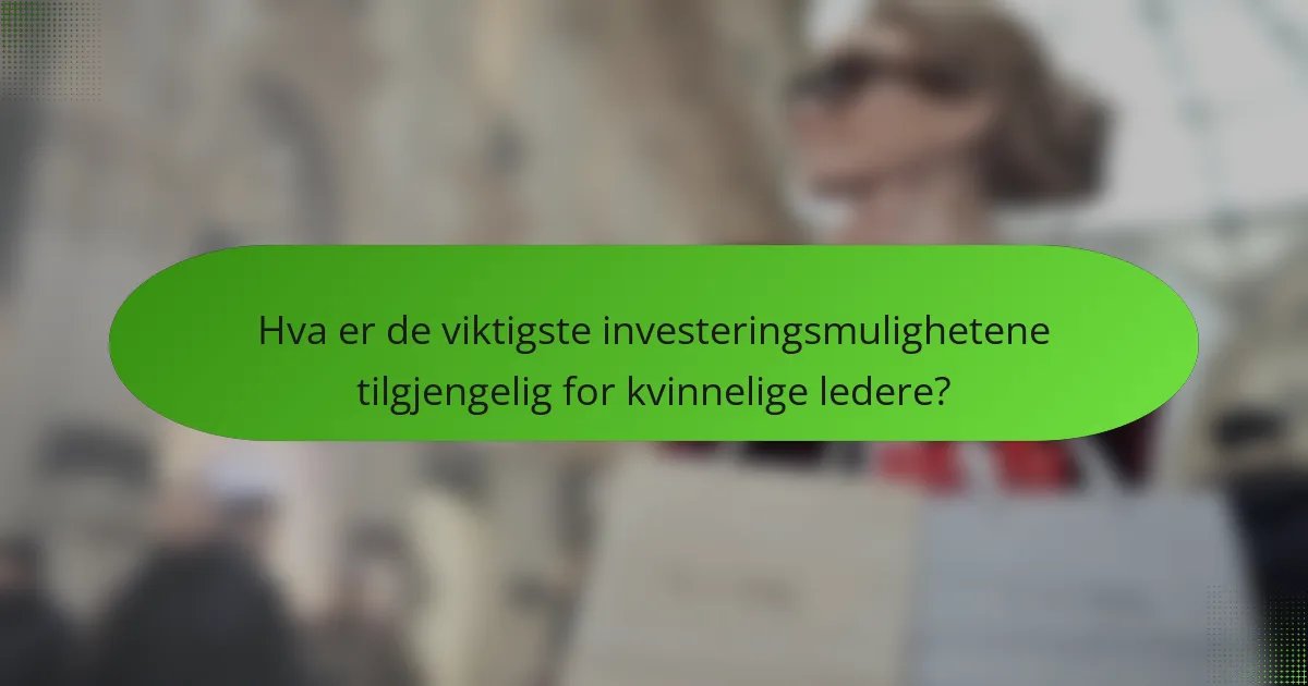 Hva er de viktigste investeringsmulighetene tilgjengelig for kvinnelige ledere?